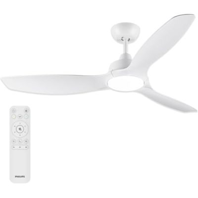PHILIPS, Plafonnier LED Ventilateur 3 Pales + Télécommande, 132cm, Blanc | Plafonnier, Ventilateur 6 vitesses, 2650lm, Avec Télécommande, Température Blanc réglable 3000-6500K, Flux d'air 190 m³/min