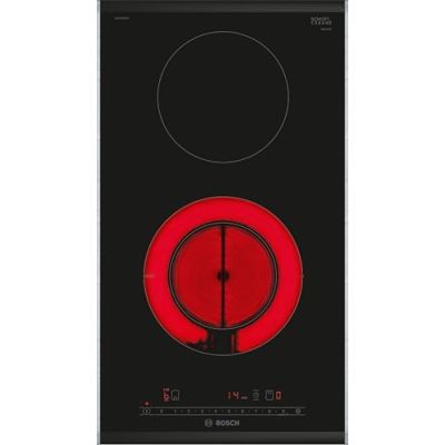 Bosch PKF375FP2E Série 6 - Plaque vitrocéramique, zone cuisson extensible | 30 cm, Noir, 2 foyers, timer avec fonction arrêt, affichage de consommation