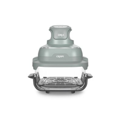 Ninja CRISPi Friteuse sans huile portable, 3,8L, 4-en-1 : Frire sans huile, Rôtir, Garder au chaud, Recroustiller, Design compact, 2 récipients avec couvercles, 1 700 W, Sauge FN201EUGN8