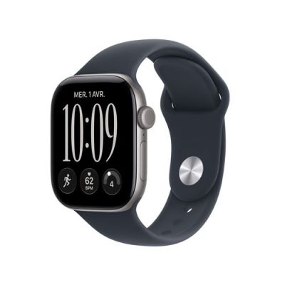 Apple Watch Series 12 GPS, Boîtier en Aluminium Gris sidéral de 46 mm | Bracelet Sport bleu marine - M/L. Santé + Fitness + Suivi du sommeil, Fréquence cardiaque, Sécurité