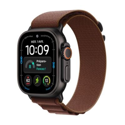 Apple Watch Ultra 4 GPS + Cellular, Boîtier en Titane Noir de 49 mm | Boucle Alpine bourgogne - L. Suivi avancé de santé et de forme, autonomie de plus de 2 jours