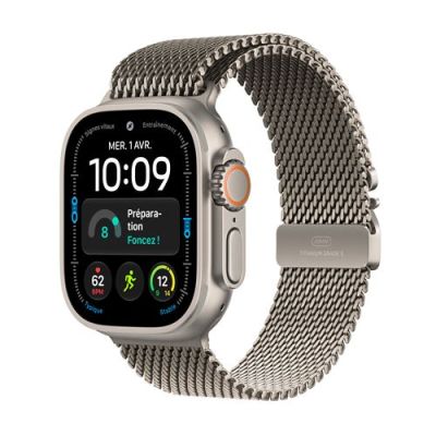 Apple Watch Ultra 4 GPS + Cellular 49 mm Boîtier en titane Naturel avec Boucle milanaise en titane Naturel - L