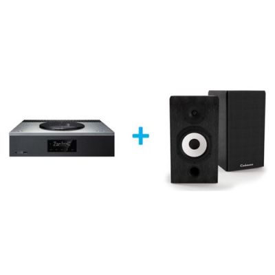 Amplificateur Hi-Fi Technics SA-C600EG-S Argent + une paire d'enceintes bibliothèque Cabasse Antigua MT32/2 Noir ébène