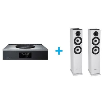 Amplificateur Hi-Fi Technics SA-C600EG-S Argent + une paire d'enceintes colonne Cabasse Jersey MT32/2 Edition spéciale Blanc mat