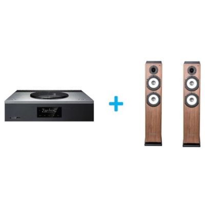 Amplificateur Hi-Fi Technics SA-C600EG-S Argent + une paire d'enceintes colonne Cabasse Jersey MT32/2 Edition spéciale Noyer