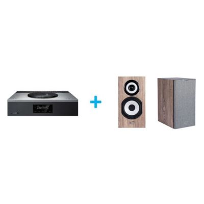 Amplificateur Hi-Fi Technics SA-C600EG-S Argent + une paire d'enceintes bibliothèque Cabasse Minorca MC40 Chêne