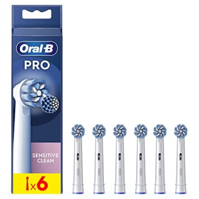 Oral-B Brossettes de Rechange Sensitive Clean, lot de 6, Blanches