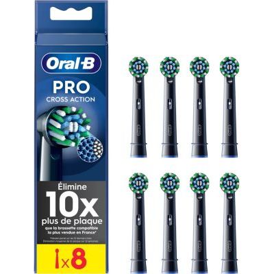 Brossettes - ORAL-B - CROSS ACTION PRO - Pack de 8 - Noir