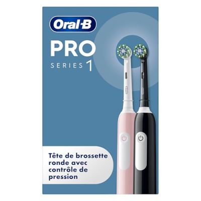 Oral-B Brosses à Dents Electriques Pro 1, 2 Brossettes, Noire, Rose