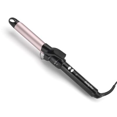 BaByliss Boucleur à pince 25 mm Curling Tong - Cylindre à revêtement ultra-doux Sublim' Touch, 10 réglages de température, Boucleur professionnel avec support de sécurité intégré, Noir et rose, C325E