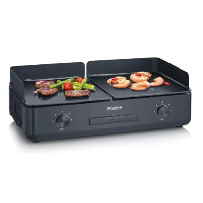 Severin Plancha électrique, 2 surfaces de cuisson en céramique, 2200 W