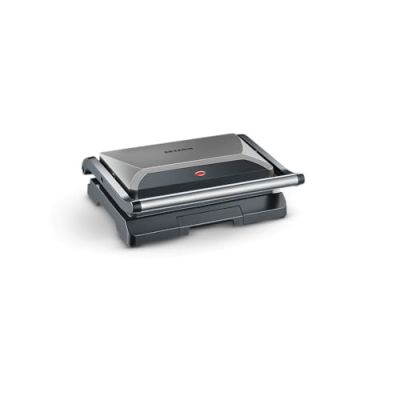 Severin Multi-gril viande compact, Appareil à Panini, Croque-Monsieur, 800W | Grill de table, 230°C max, chauffe 6 min, viande, toast, légumes, plaques antiadhésives, récupérateur de graisse, noir, 2394