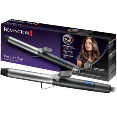 Remington Fer à Boucler 25 mm, Boucles Souples et Naturelles, Pro Soft Curl | Céramique Tourmaline Ionique pour des Boucles Brillantes, Protection 4X, Écran LCD, 10 Réglages de 130 à 220°C, CI6525