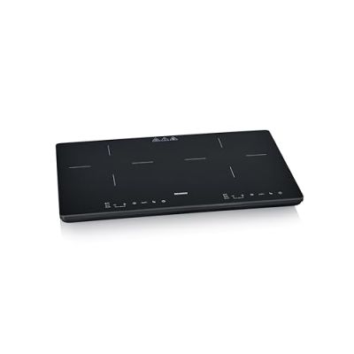 SEVERIN Double plaque à induction 3 400 W, Plaque de cuisine double pour une cuisson rapide des aliments, Plaque en revêtement vitrocéramique avec thermostat réglable jusqu’à 240°C, noir, DK 1033