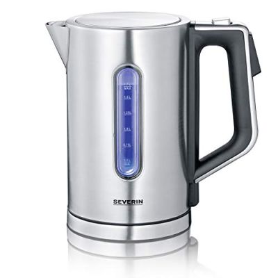 SEVERIN Bouilloire à température réglable, 1,7L, 3 000W, Sans BPA, Niveau D'eau Visible, Affichage LCD, Socle 360°, Inox, WK 3418