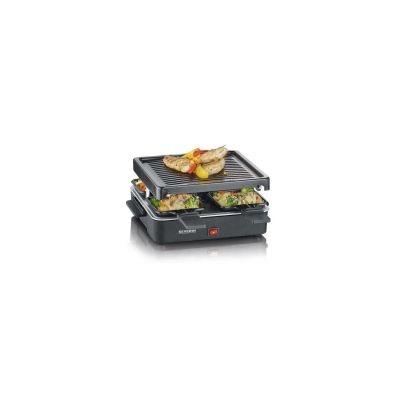 SEVERIN Raclette Gril 4 pers., Compacte, Plaque Anti-adhésive 21 X 21 cm, Inclus 4 Poêlons, Revêtement Anti-adhésif, Noir, RG 2370