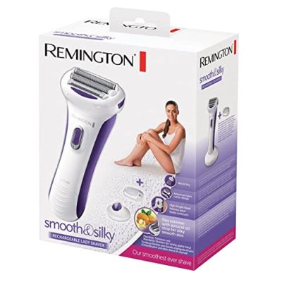Remington Rasoir [Bande massante huile d’amande] Smooth&Silky (Design ergonomique, Revêtement antidérapant, Grilles Flexibles Hypoallergéniques, Wet&Dry, Rechargeable) WDF5030