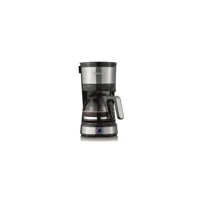 SEVERIN Cafetière filtre, 750W, Jusqu'à 4 tasses, filtre permanent lavable, porte filtre amovible, Plaque chauffante, Inox/Noir, KA 4808