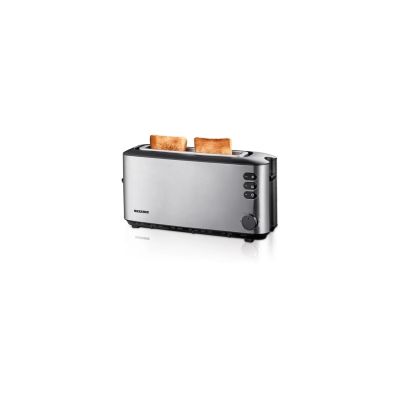 SEVERIN Grille-pain automatique 1 000 W, Toaster compact 1 fente jusqu'à 2 tranches, Grille-pain électrique avec réglage du degré de brunissage & fonction décongélation, inox/noir, AT 2515 SEVERIN Grille-pain automatique 1 000 W, Toaster compact 1 fente jusqu'à 2 tranches, Grille-pain électrique avec réglage du degré de brunissage & fonction décongélation, inox/noir, AT 2515