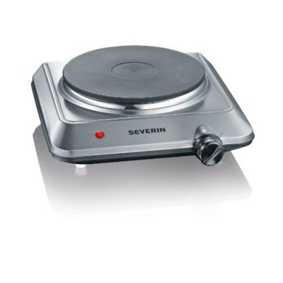SEVERIN Plaque de cuisson électrique 1 500 W, Plaque de cuisine idéale pour logement étudiant, dans le jardin ou au camping, Plaque électrique au thermostat réglable en continu, inox, KP 1092