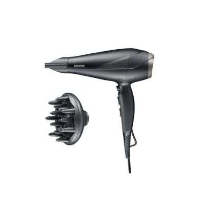 SEVERIN Seche cheveux performant avec moteur AC et technologie ionique, Sèche cheveux avec diffuseur et concentrateur amovibles, sèche-cheveux puissant 2 300 W, Noir, HT 0167