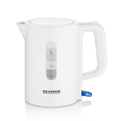 Severin Bouilloire de voyage, 0,5 L, camping, mini, 115/230 V | 1 100 W, spécial voyage, bouilloire électrique de voyage, 2 tasses et cuillères, blanche, 3462
