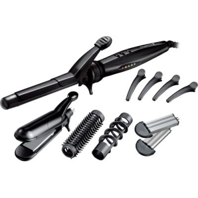 Remington Multistyler [5en1: Lisse, Boucle, Ondule, Spirale, Gaufre] Multistyle (3X Protection,Température variable 110-190°C,Accessoires: 4 embouts interchangeables, pinces à cheveux, mallette) S8670