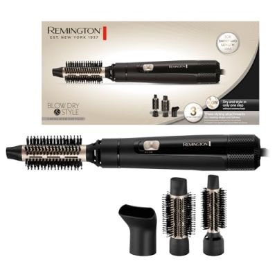 Remington Brosse à Air Chaud AS7300 – 3 Accessoires Inclus (25mm, 38mm, Buse) – Sèche & Coiffe pour Volume et Style – 2 Niveaux de Chauffage/Soufflage