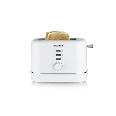 SEVERIN Grille-pain automatique 850 W, Toaster compact 2 fentes jusqu'à 2 tranches, Grille-pain électrique avec réglage du degré de brunissage & fonction décongélation, Blanc, KA 4324