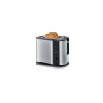 image produit SEVERIN Grille-pain automatique 800 W, Toaster compact 2 fentes jusqu'à 2 tranches, Grille-pain électrique avec réglage du degré de brunissage & fonction décongélation, inox/noir, AT 2589 - livrable en France