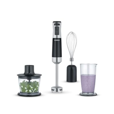 Severin Ensemble mixeur Plongeant 600 W, Mixeur Multifonction avec de Nombreux Accessoires, Mixeur-Plongeur, Batteur, mélangeur et Hachoir, INOX/Noir, SM3772 Severin Ensemble mixeur Plongeant 600 W, Mixeur Multifonction avec de Nombreux Accessoires, Mixeur-Plongeur, Batteur, mélangeur et Hachoir, INOX/Noir, SM3772