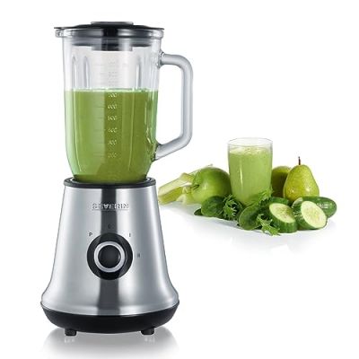 SEVERIN Blender avec Récipient en Verre, 1 L, env. 500 W, SM 3734, Inox/Noir
