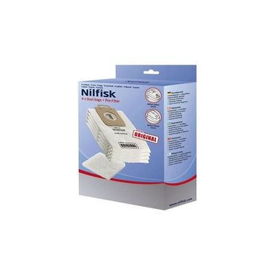 Nilfisk 4 Sacs à Poussière Originaux + Pré-filtre - Accessoires pour Aspirateurs Select (128389187)