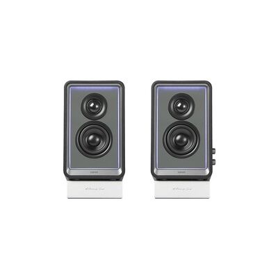 QR65 NOIR - Haut-parleur actif (70 W), design avec effets lumineux RVB, 3 ports de charge rapide USB TurboGaN et sortie caisson de basses, noir