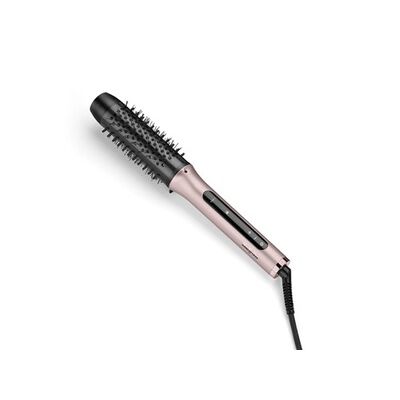 BaByliss Brosse Chauffante Volume Boost – Brosse chauffante bouclante avec cylindre de 38 mm, Ionique anti-frisottis, 4 réglages de température, Multi-voltage, Rose/Noir, HSB200E