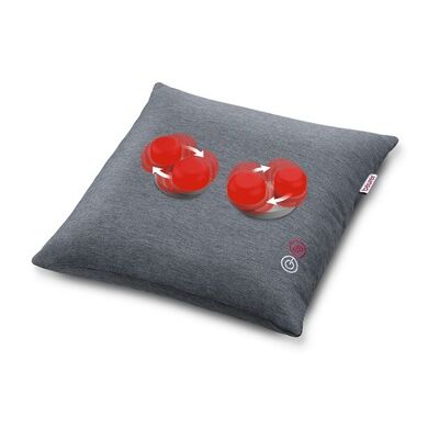 Beurer MG 135 Coussin de massage shiatsu avec fonction de chauffage, 4 têtes de massage, arrêt automatique, lavable, pour les épaules, le cou, le dos et les jambes, Gris, 40 x 40 cm
