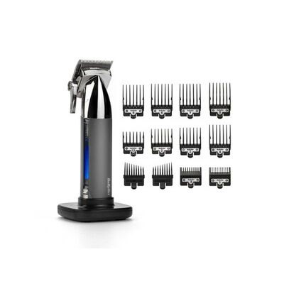 BaByliss Tondeuse cheveux sans fil Super-X Metal, Lames en acier japonais, 10 sabots, 2 sabots oreille, Batterie lithium, affichage digital, Poignée en métal, noir, E996E