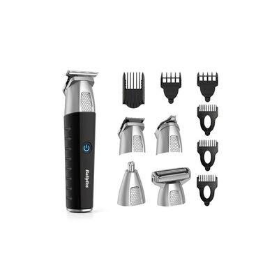 BaByliss Tondeuse Multi-usages Lithium Power 11-in-1 - Kit complet sans fil incluant une tondeuse barbe,cheveux et nez, oreilles et sourcils, Waterproof, Noir/Gris, MT812E