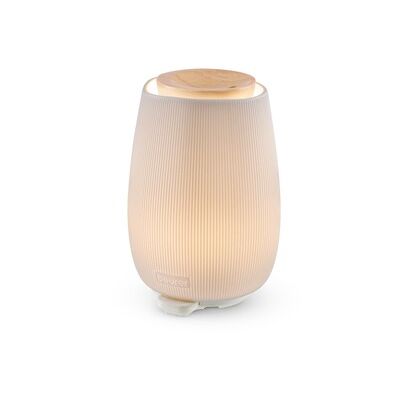 Beurer LA 45 Diffuseur d'arôme pour huiles essentielles, nébuliseur à ultrasons pour aromathérapie, lumière LED en 9 Couleurs, boîtier en céramique & Couvercle en Bois, minuterie & arrêt Automatique