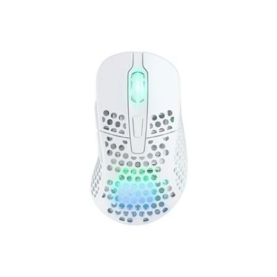 Xtrfy M4 Wireless, souris de gaming ultralégère sans fil, optimisé pour l’esport radio 2,4 GHz, rétro-éclairage RGB, souris ergonomique, adaptable pour droitiers rechargeable, Blanc