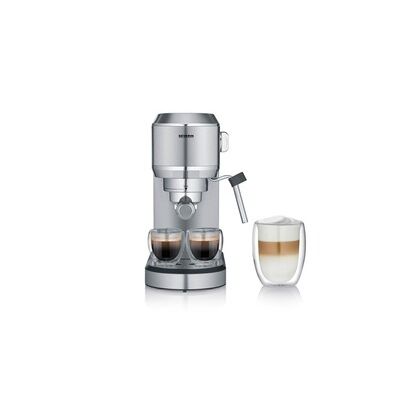 SEVERIN Machine à expresso Newspresa, Cafetière expresso avec pompe ULKA de 20 bars, buse pour mousse de lait, réservoir d'eau de 1 l, pour une ou deux tasses, Inox, KA 5997