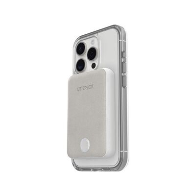 OtterBox Batterie Externe sans Fil pour MagSafe, Blanc | Batterie externe fine avec câble USB-C vers USB-C, indicateur LED, 5000 mAh conception durable pour iPhone
