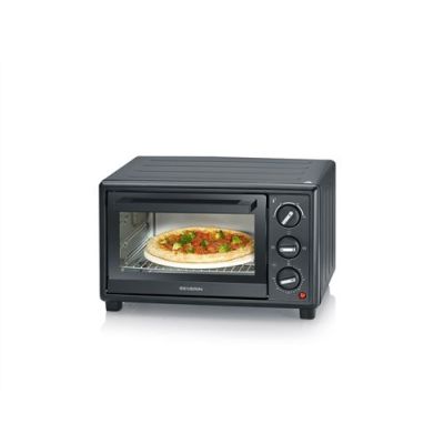 Severin - Four Posable - 20L - Noir - 1600W | Mini four compact - Plaque, grille & ramasse-miettes - Jusqu'à 230 °C - Arrêt automatique - idéal petites cuisines - 2078