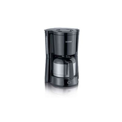 SEVERIN Cafetière Filtre "Type", 1 000W, 1L, Jusqu'à 8 tasses, Verseuse inox isotherme, Porte-filtre amovible, Noir, KA 4835