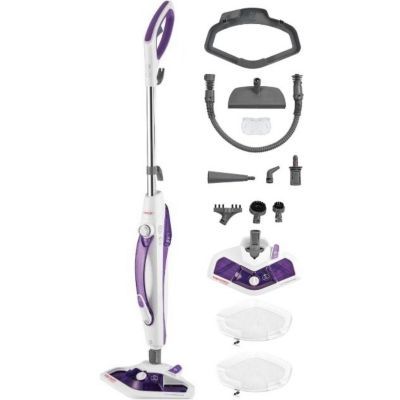 Polti Vaporetto SV440 Double, balai vapeur 2 en 1 avec nettoyeur portable | Puissance 1 500 W, 11 accessoires inclus, chauffe en 15 secondes, réservoir amovible, brosse VaporForce, blanc et violet
