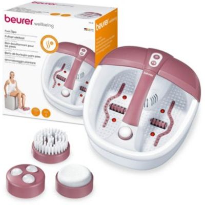 Beurer FB 35 bain de pied avec massage par vibrations et bulles, 3 embouts de pédicure interchangeables, maintien de la température et aromathérapie, adapté jusqu'à la pointure 44