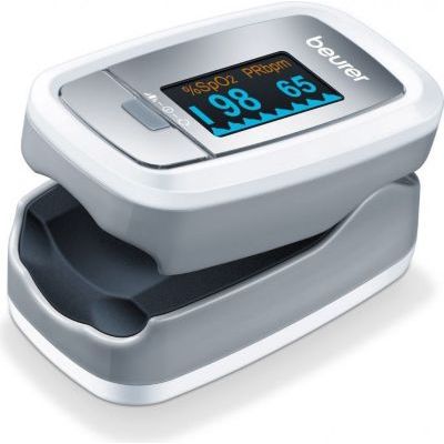 Beurer PO 30 - Oxymètre de pouls digital professionnel pour la mesure de la saturation en oxygène dans le sang et le pouls, 61 x 36 x 32 mm, 57 gr, blanc et argent