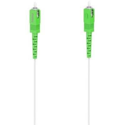 Hama Câble Fibre Optique Réseau, 2m, Garantie 10ans, Pour Box ORANGE/BOUYGUES/SFR, Raccordement SC/APC vers SC/UPC,Cordon sans Halogène LSZH pour Internet Haut Débit, Blanc