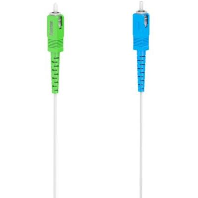 Hama Câble Fibre Optique Réseau, 6m, Garantie 10ans, Pour FREEBOX Box FREE, Raccordement SC/APC vers SC/UPC, Cordon sans Halogène LSZH pour Internet Haut Débit, Blanc