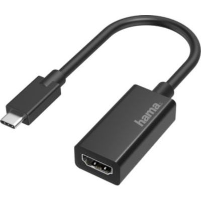 Hama Adaptateur USB-C vers HDMI 4K Garantie 10 Ans (Adaptateur Thunderbolt 3/4 USB-C vers HDMI, Compatible iPhone15, MacBook, iPad, iMac) Noir